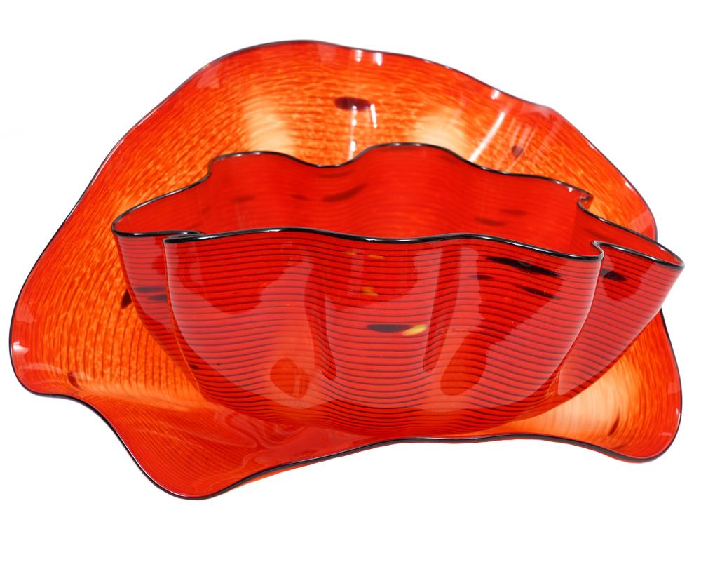 DALE CHIHULY 2 PIECE RED ART GLASS 2cfe59