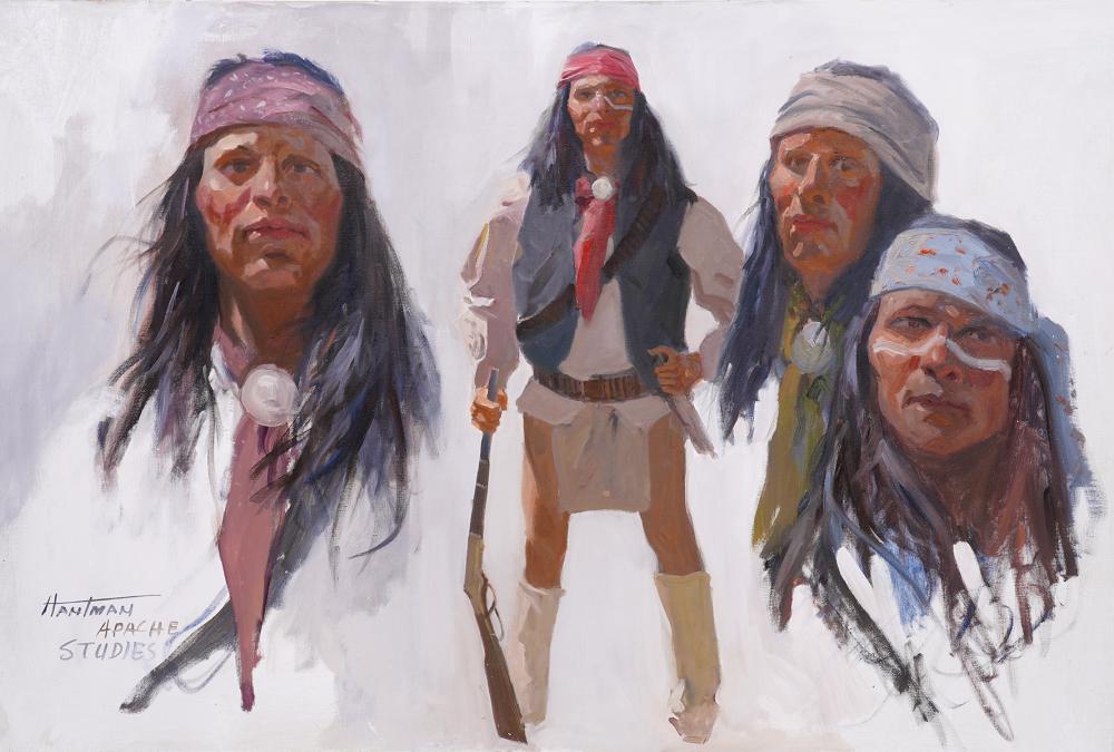 CARL HANTMAN 'APACHE STUDIES' OIL