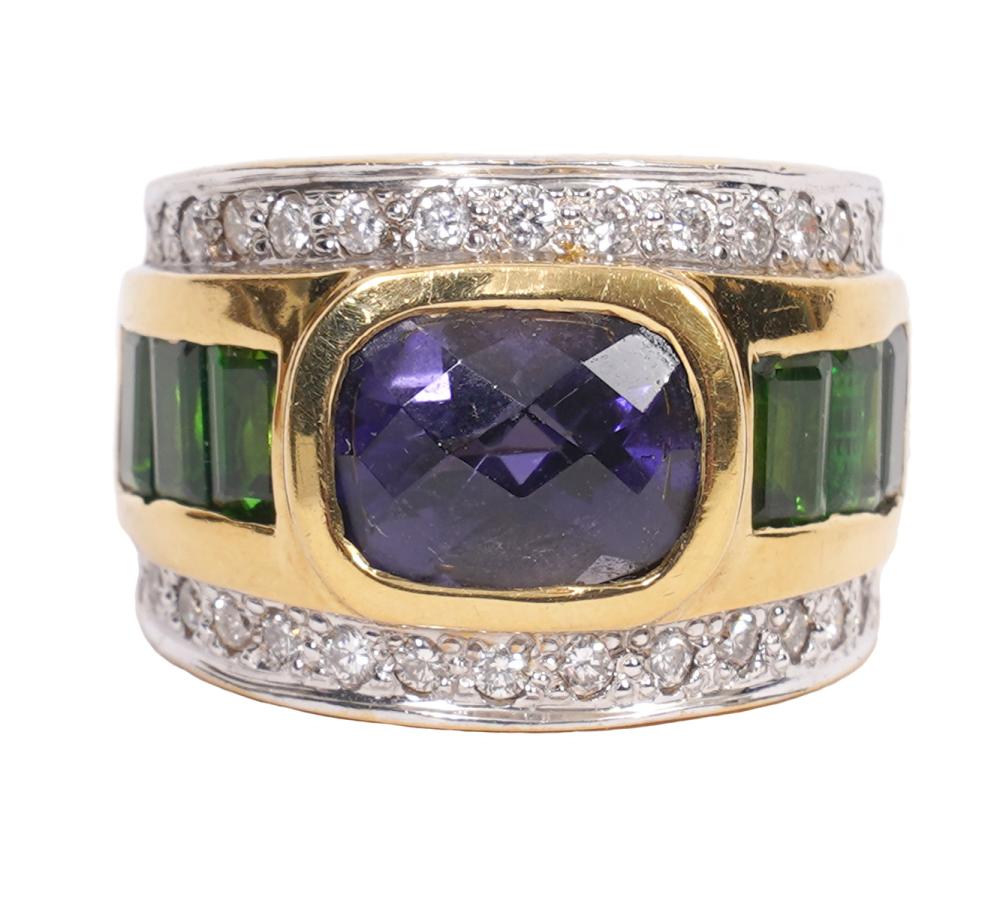 18K YG AMETHYST TOURMALINE DIAMOND 2cffbb