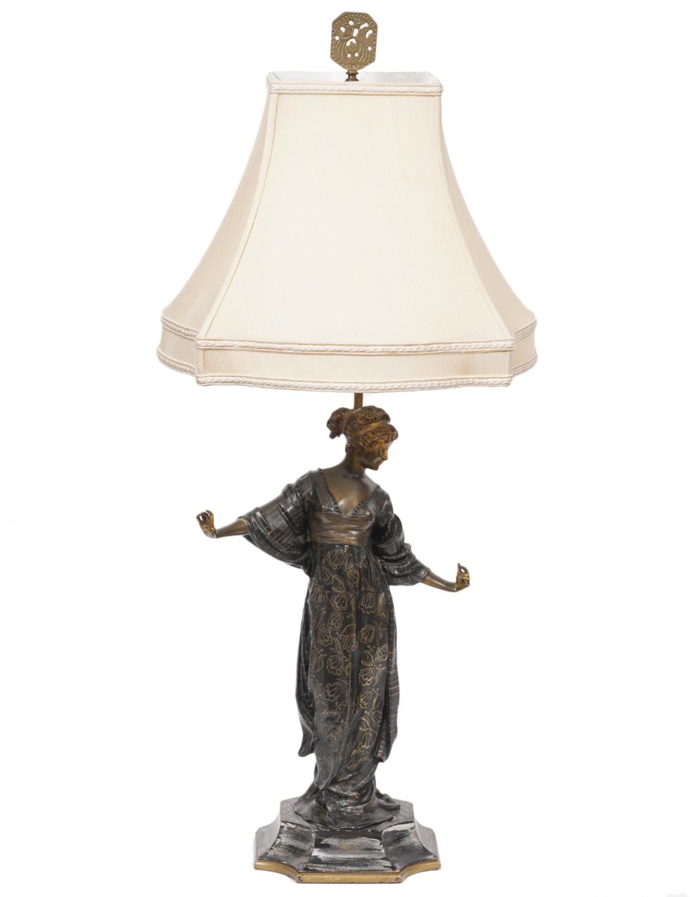 FRENCH BRONZE FIGURAL TABLE LAMPFrench