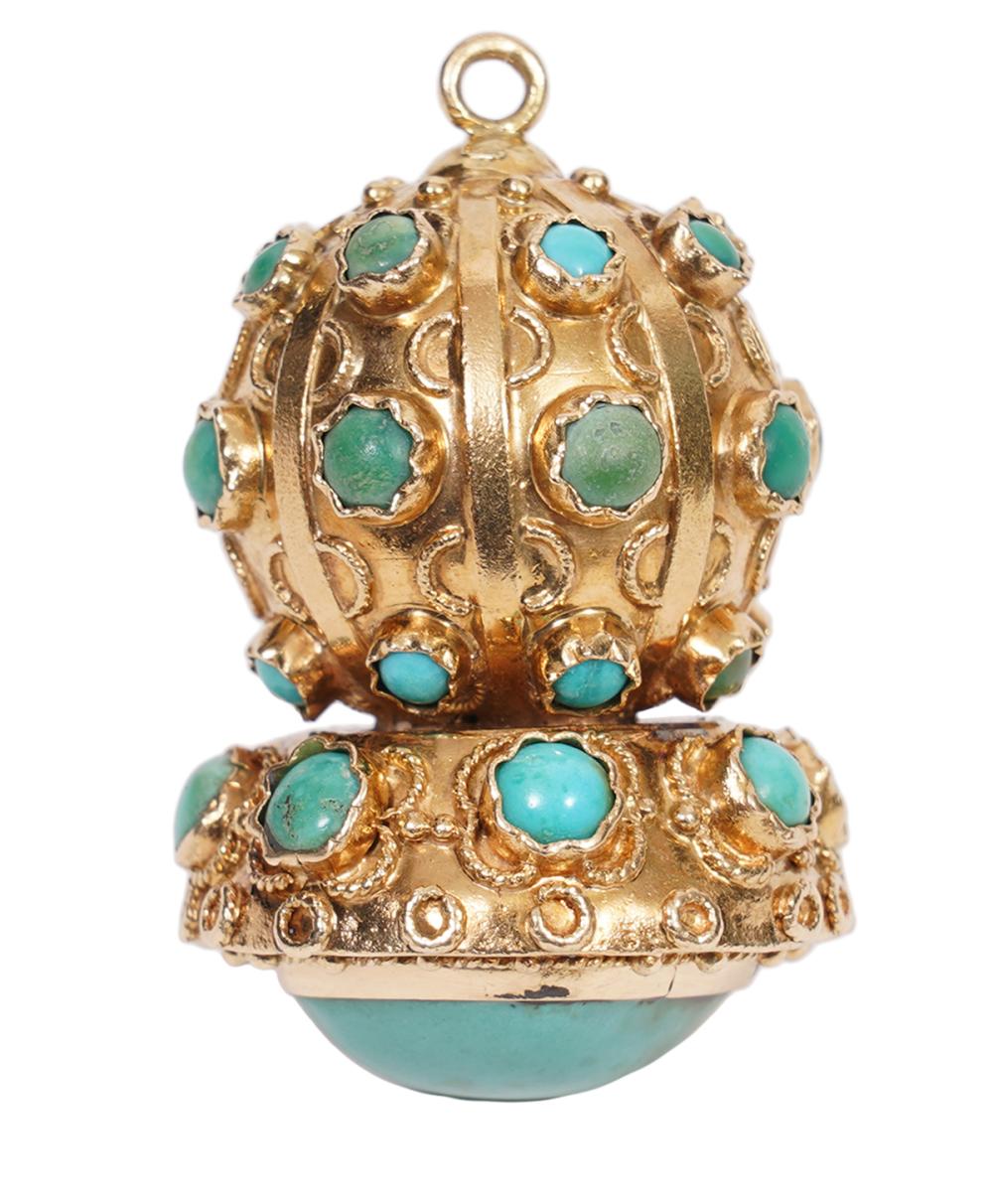 LARGE ETRUSCAN TURQUOISE & 18K