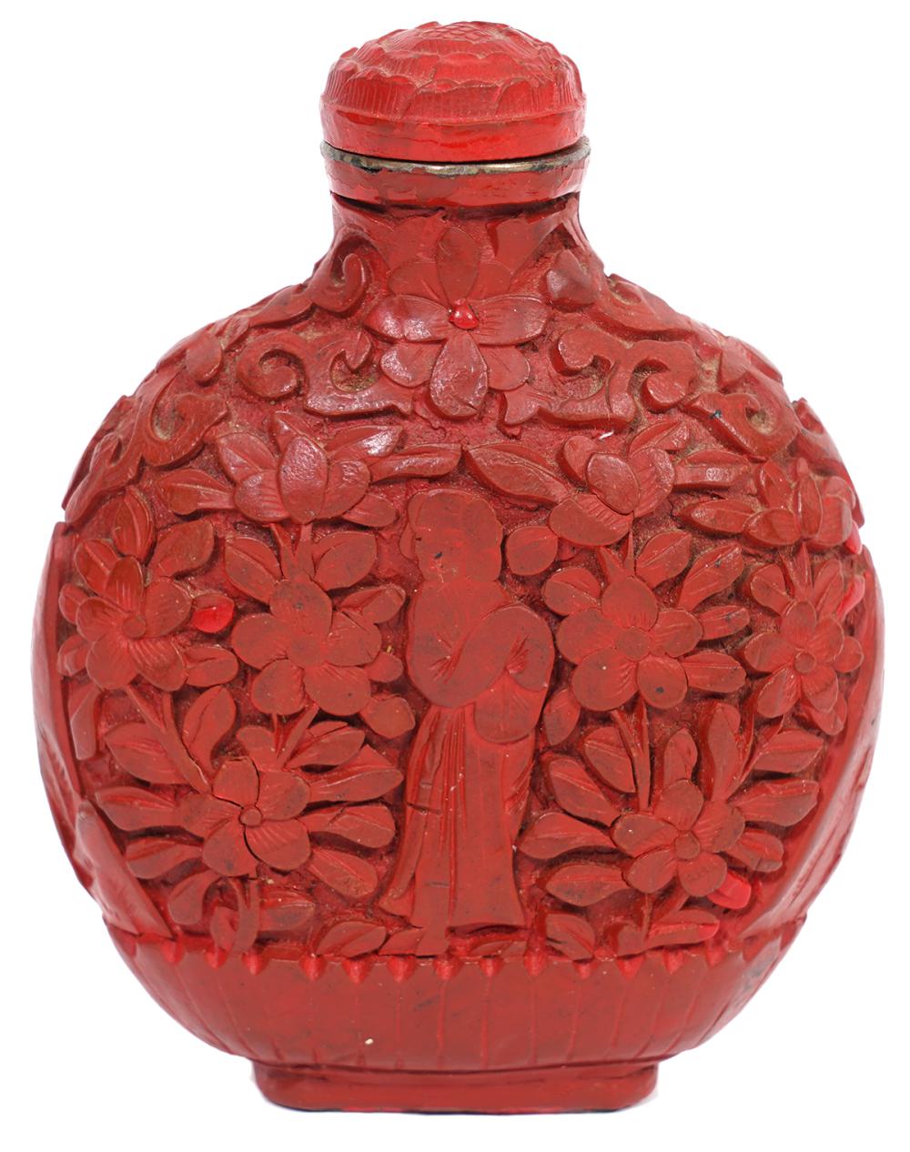 ANTIQUE CHINESE RED CINNABAR LACQUER