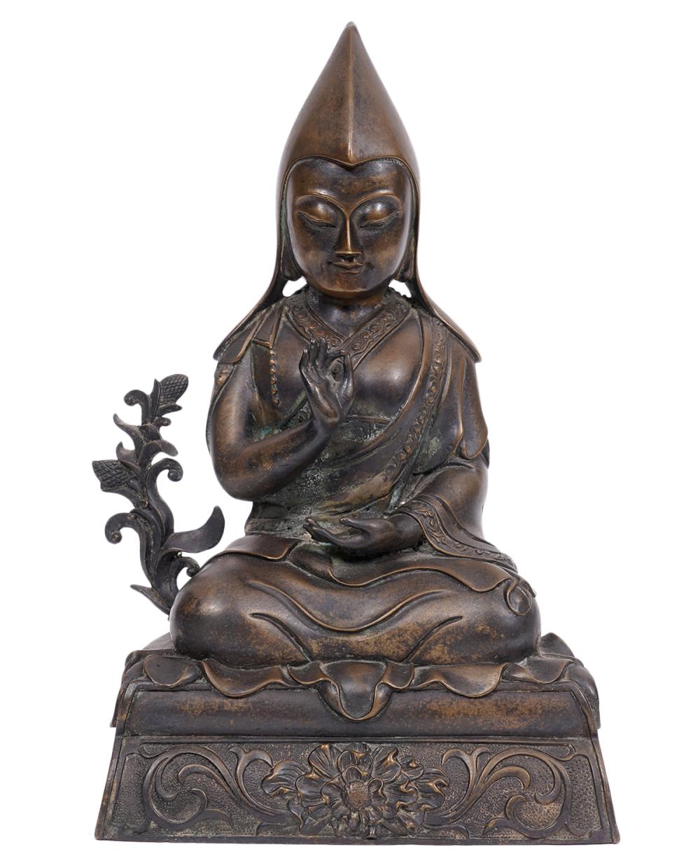 BRONZE PATINATED TSONGKHAPA LAMA