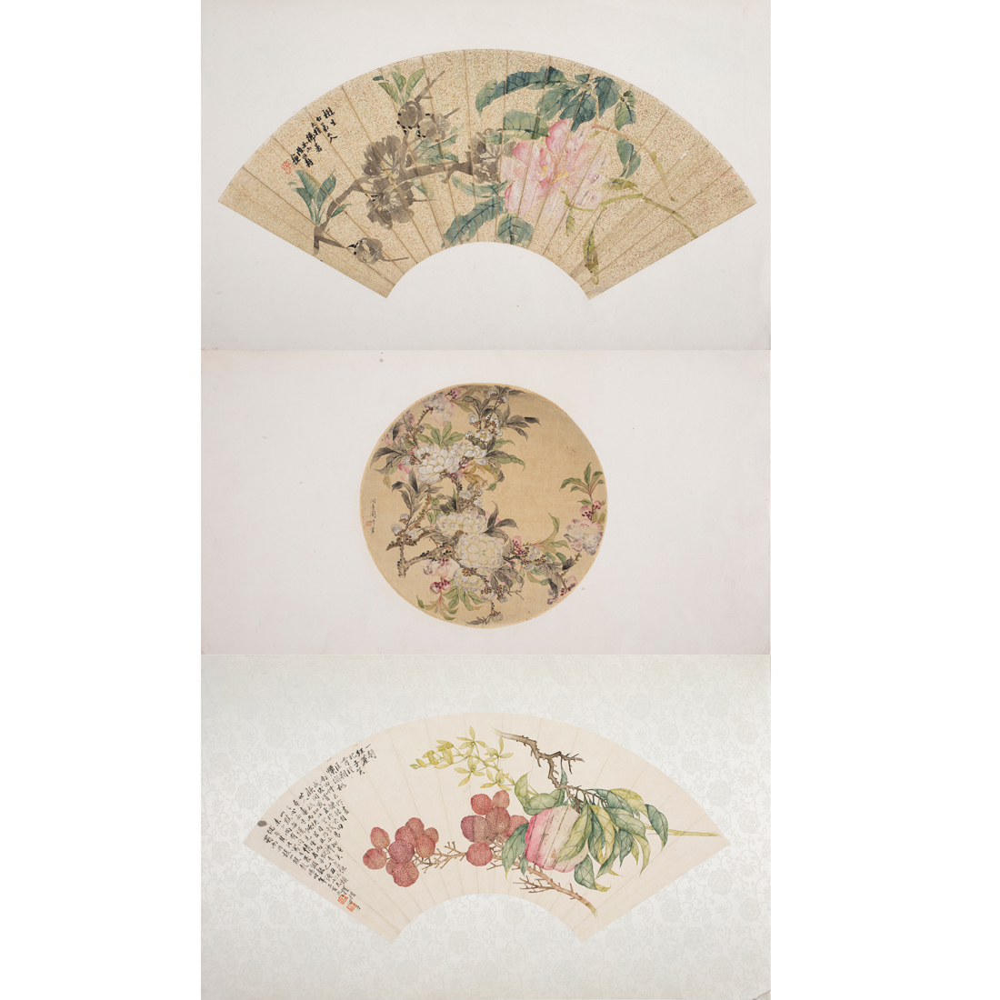 (LOT OF 3) CHINESE FAN PAINTINGS