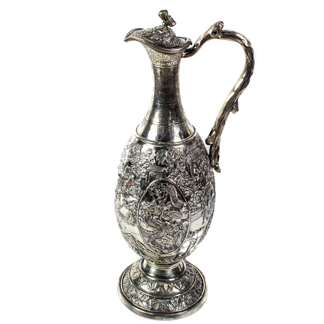 MASSIVE CHINESE EXPORT SILVER EWER