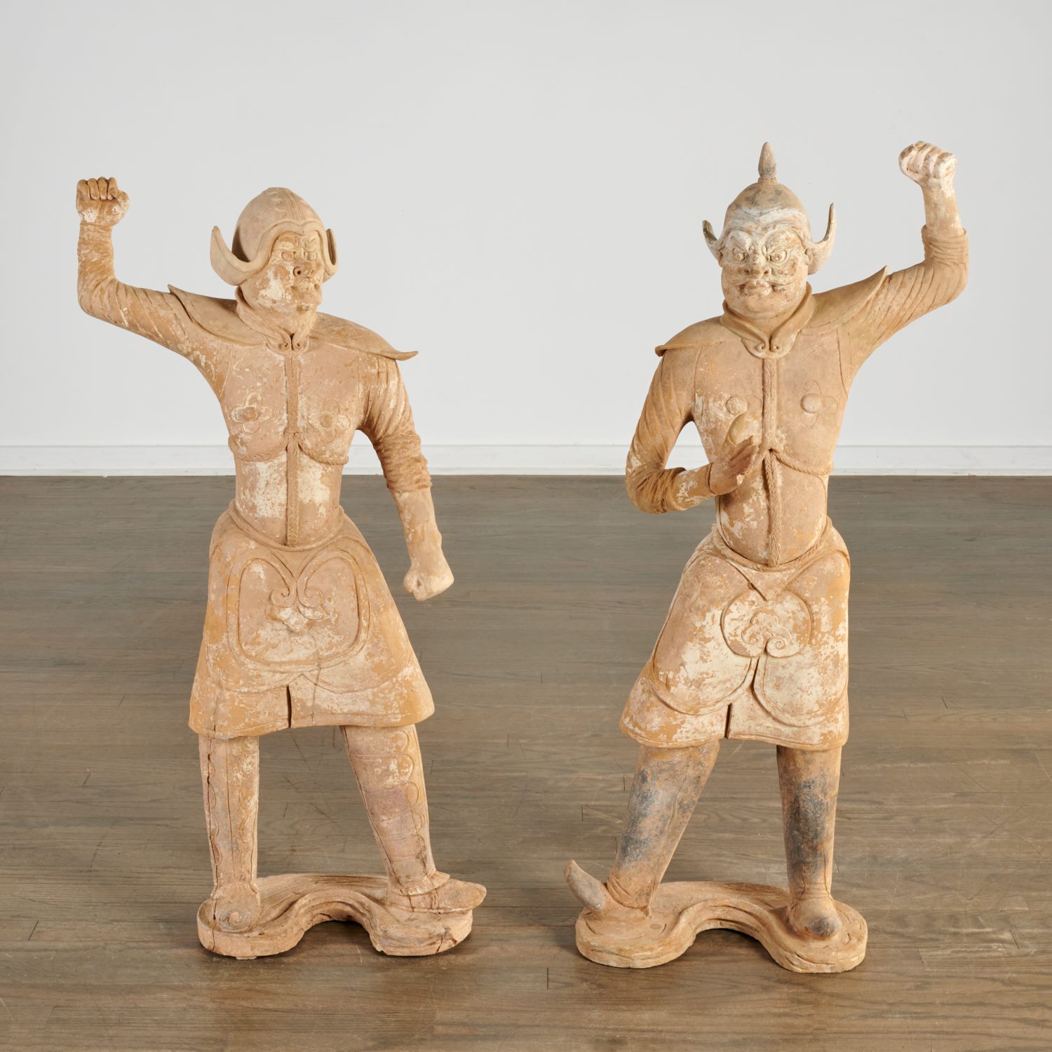 PAIR LARGE CHINESE POTTERY GUARDIAN