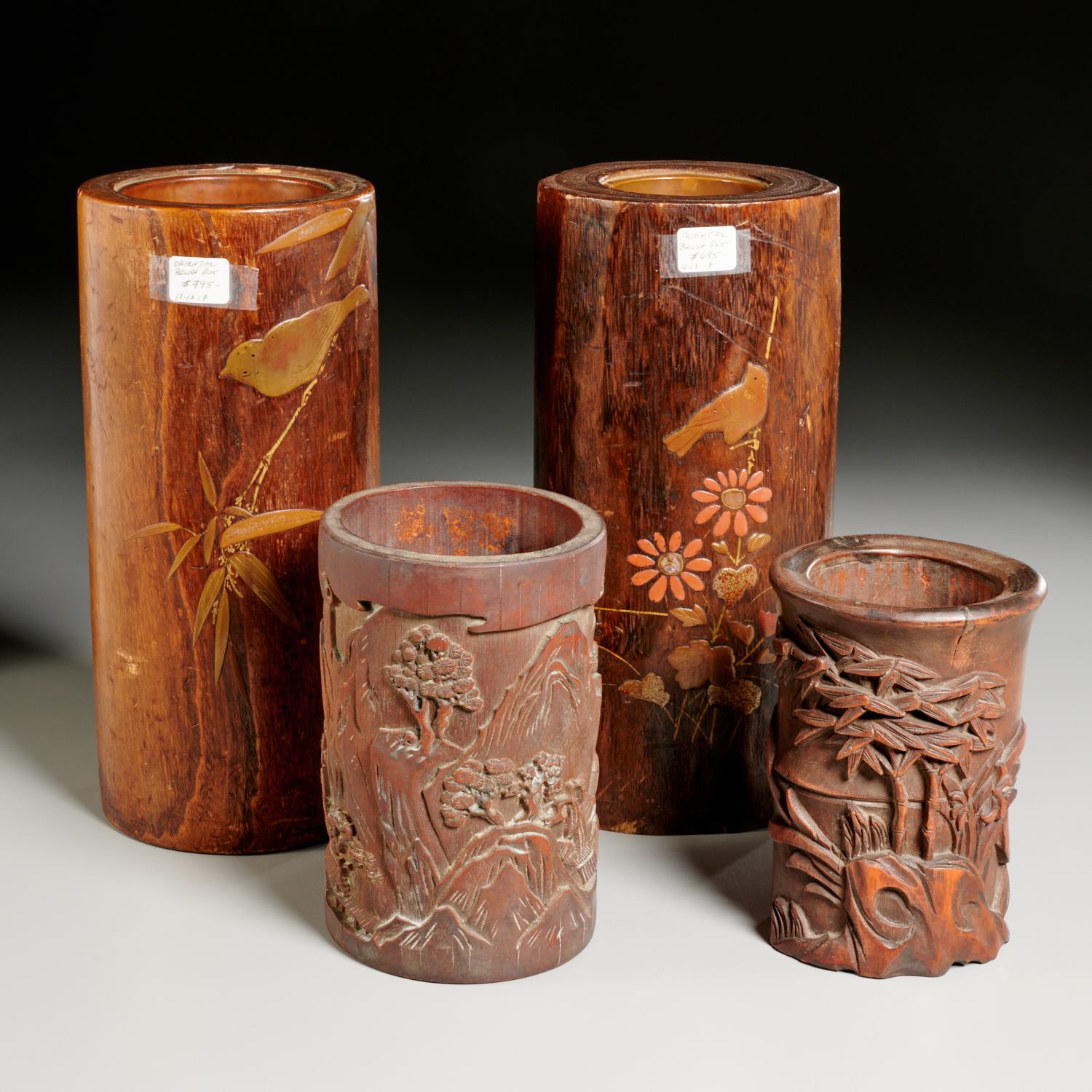  4 ASIAN WOOD CARVED SCHOLARS 2cdef1