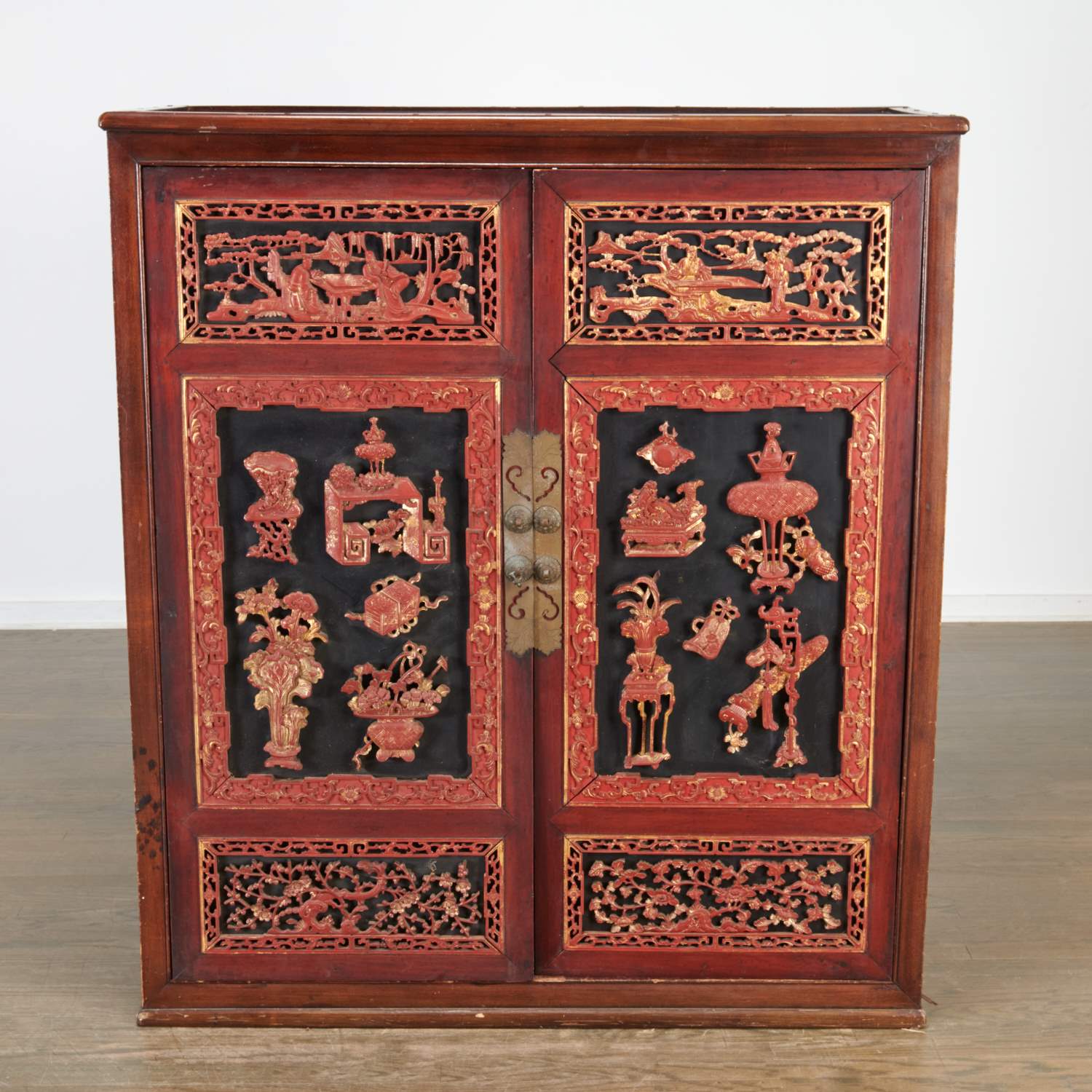 CHINESE CABINET WITH ANTIQUE PANEL