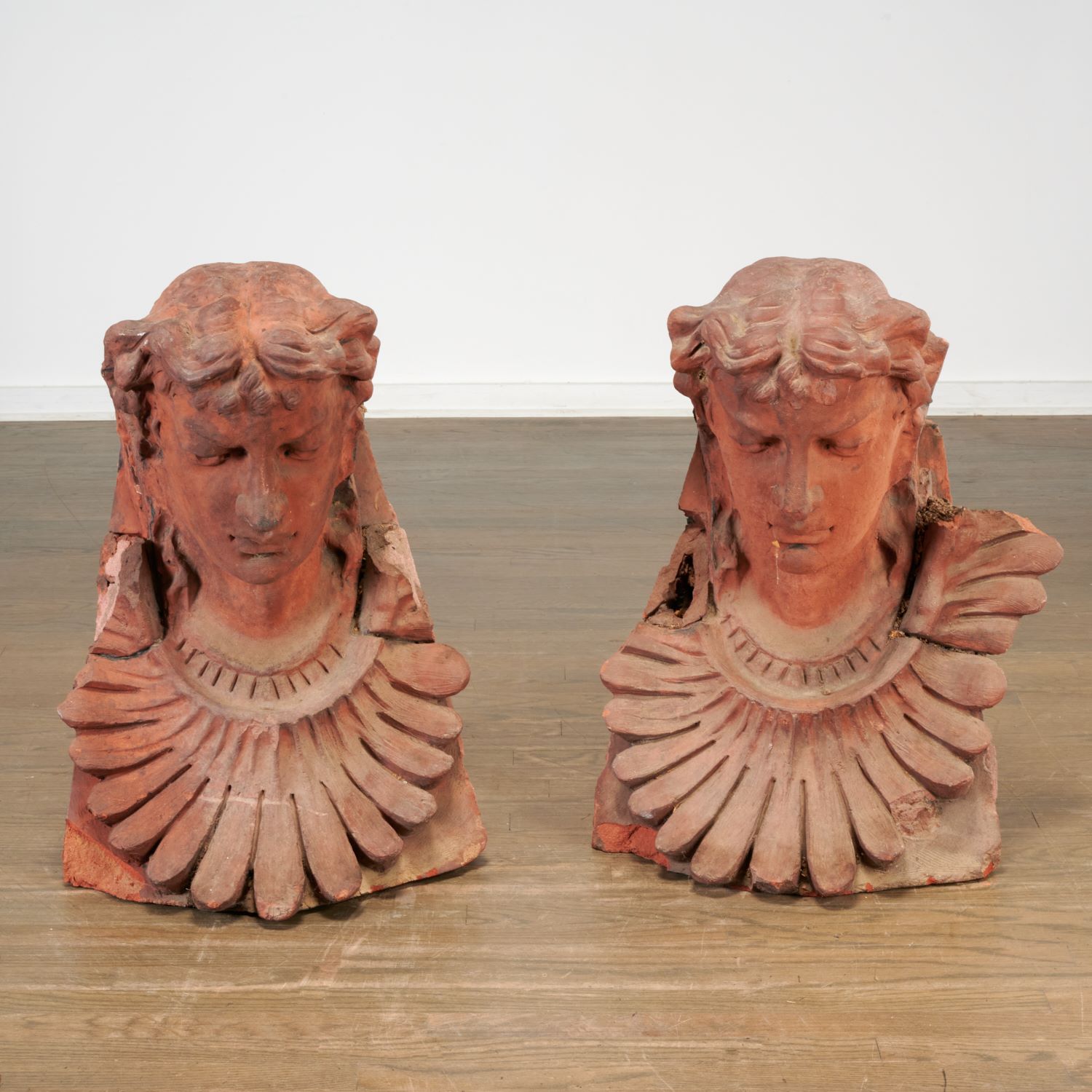 PAIR HUGE TERRACOTTA FIGURAL ARCHITECTURAL 2cdf4f