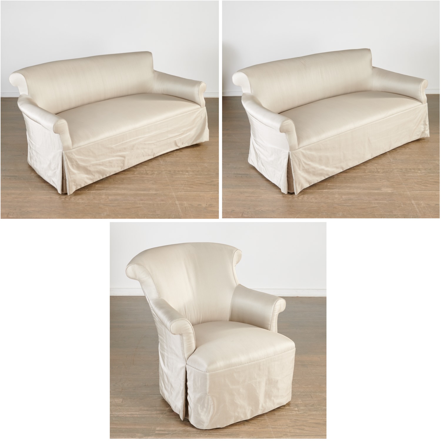  3 PIECE CUSTOM SILK UPHOLSTERED 2cdfce