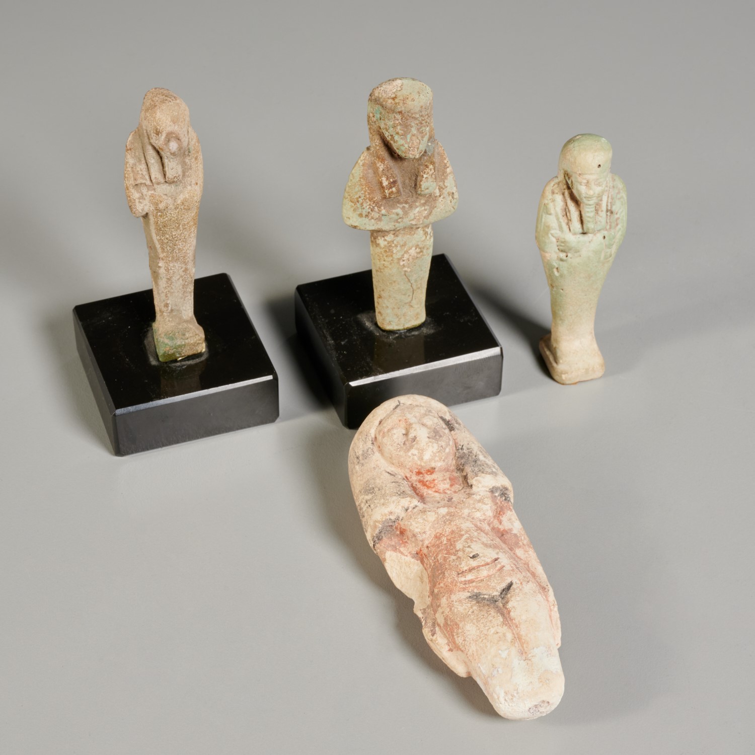 ANCIENT EGYPTIAN FIGURE & (3) USHABTI,