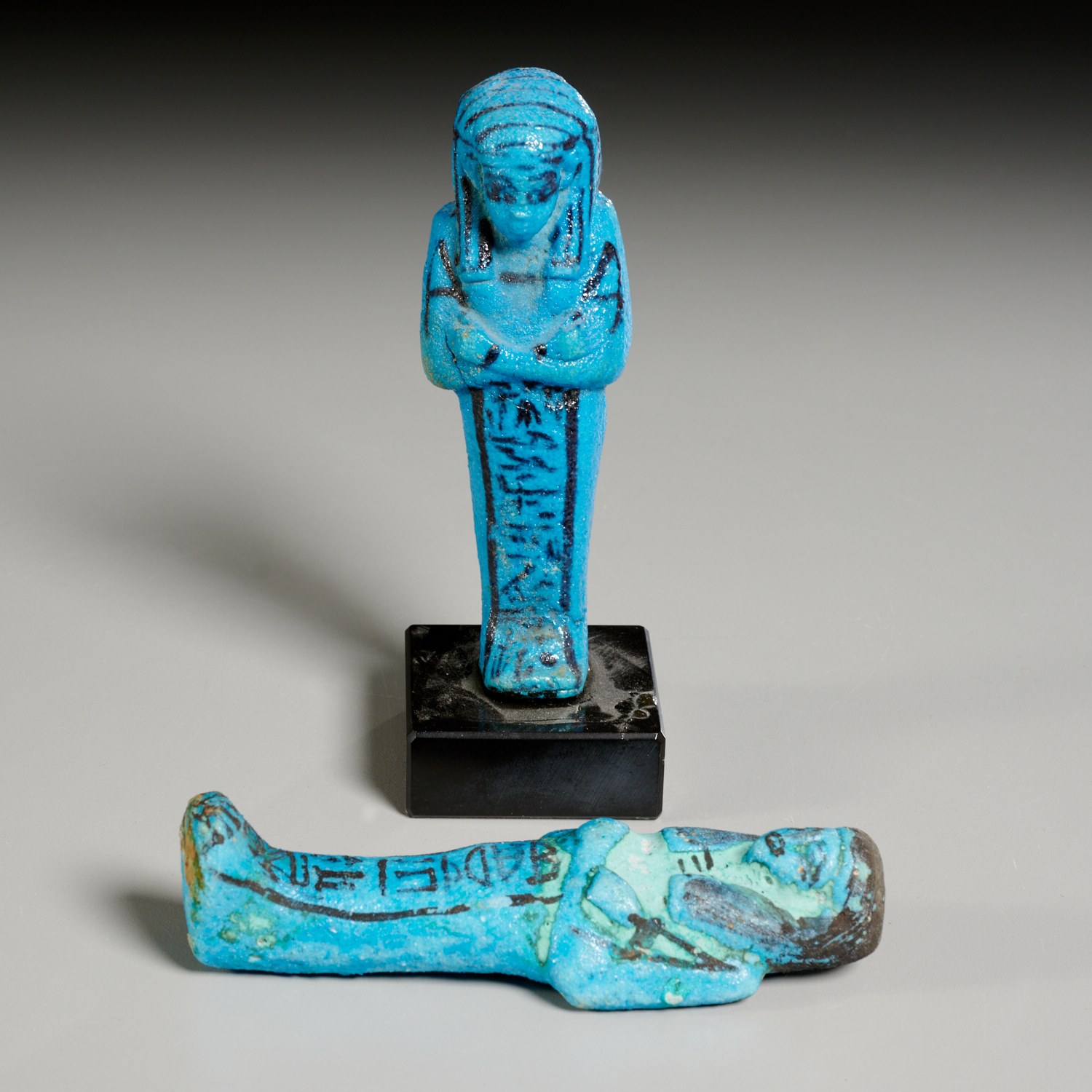 (2) ANCIENT EGYPTIAN BRIGHT BLUE FAIENCE