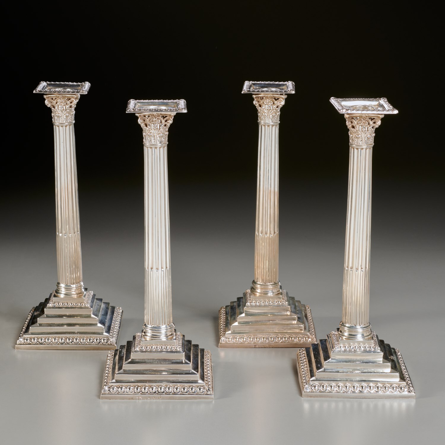 (4) GEORGE III SILVER CANDLESTICKS Letter