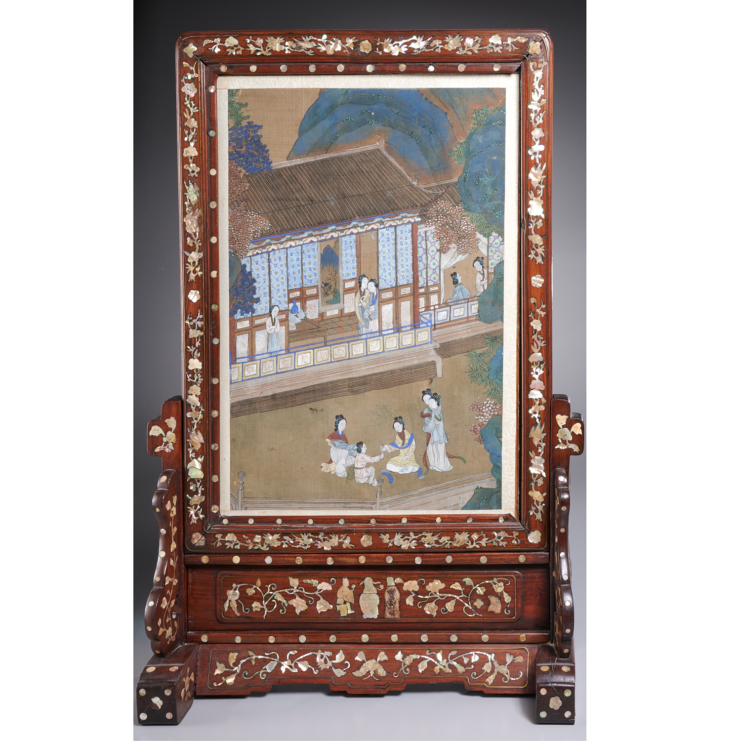 CHINESE INLAID HARDWOOD TABLE SCREEN 2ce04c