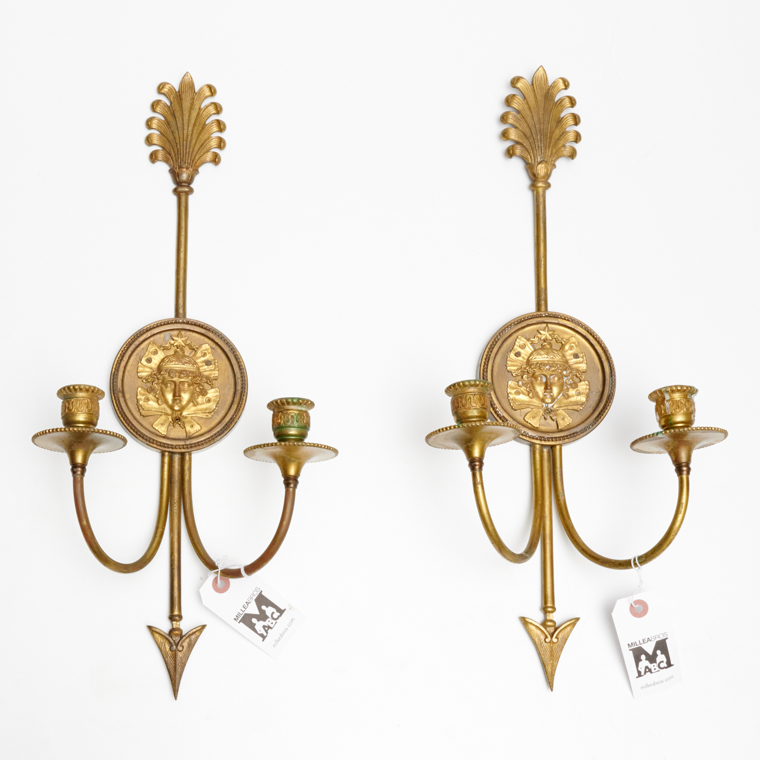 PAIR FRENCH EMPIRE STYLE WALL SCONCES 2ce06e