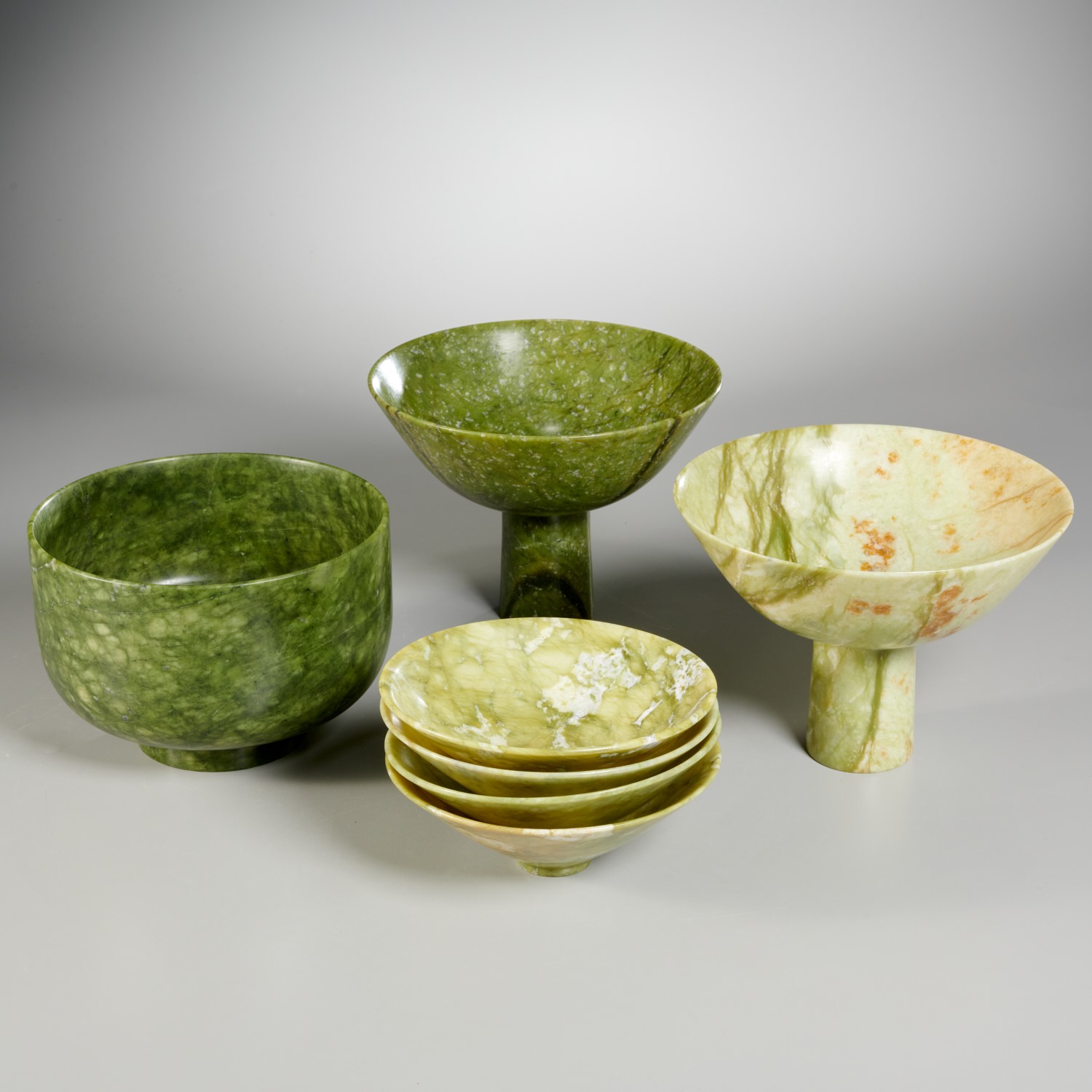 GROUP CHINESE MODERNIST GREEN HARDSTONE