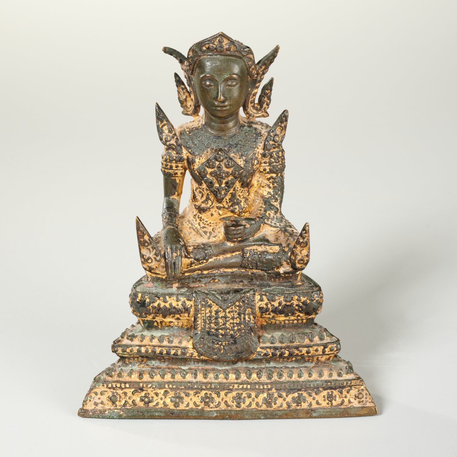 THAI GILT AND LACQUERED BRONZE