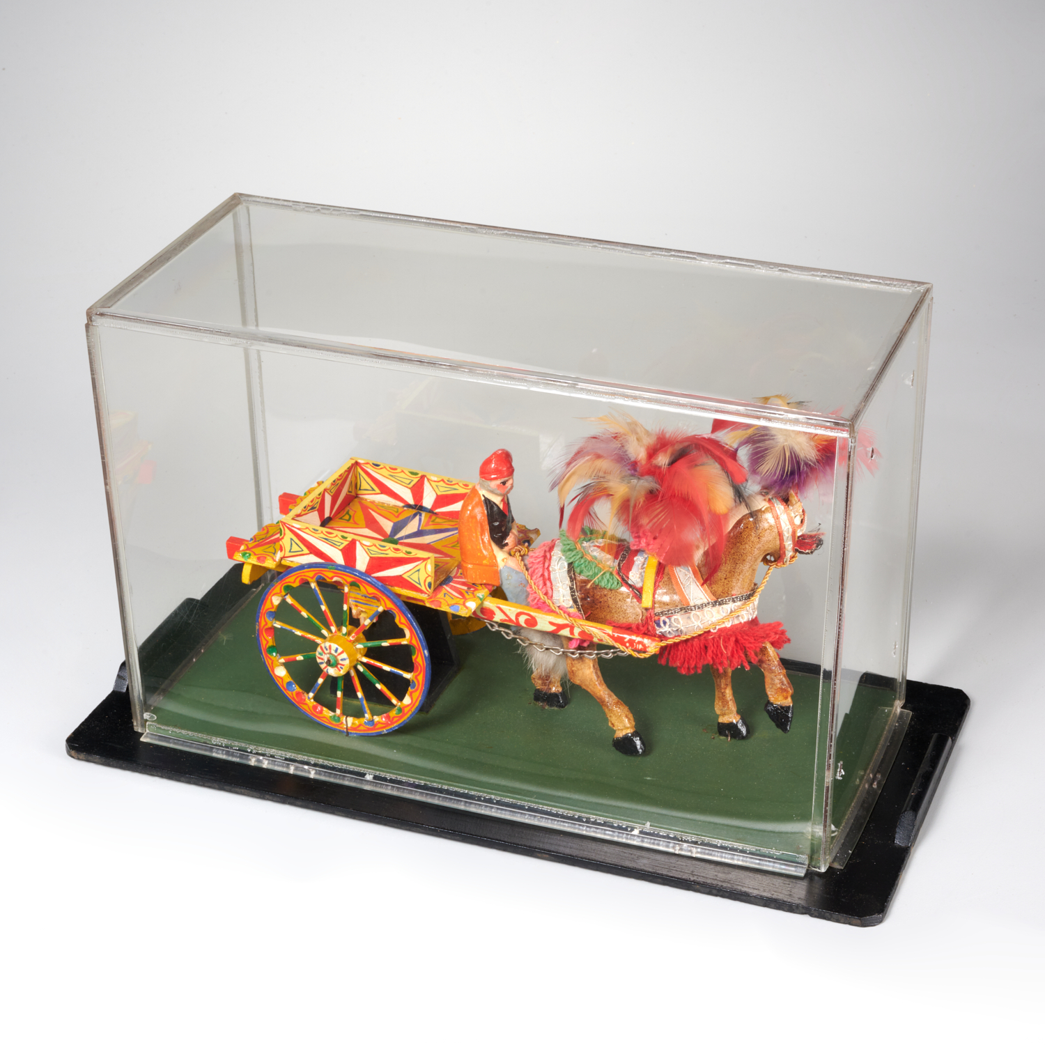 SICILIAN FOLK ART CART AND HORSE MODEL,