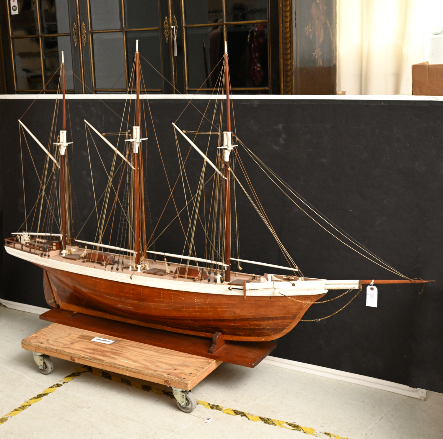 VERY LARGE WOODEN MODEL 3 MASTED 2ce208