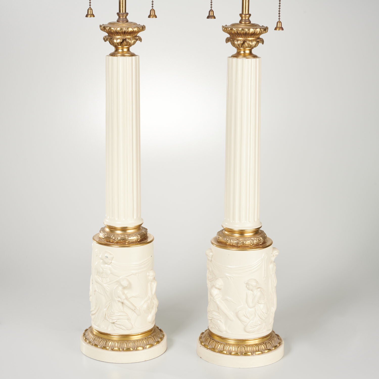 PAIR GRECO ROMAN STYLE TABLE LAMPS 2ce222