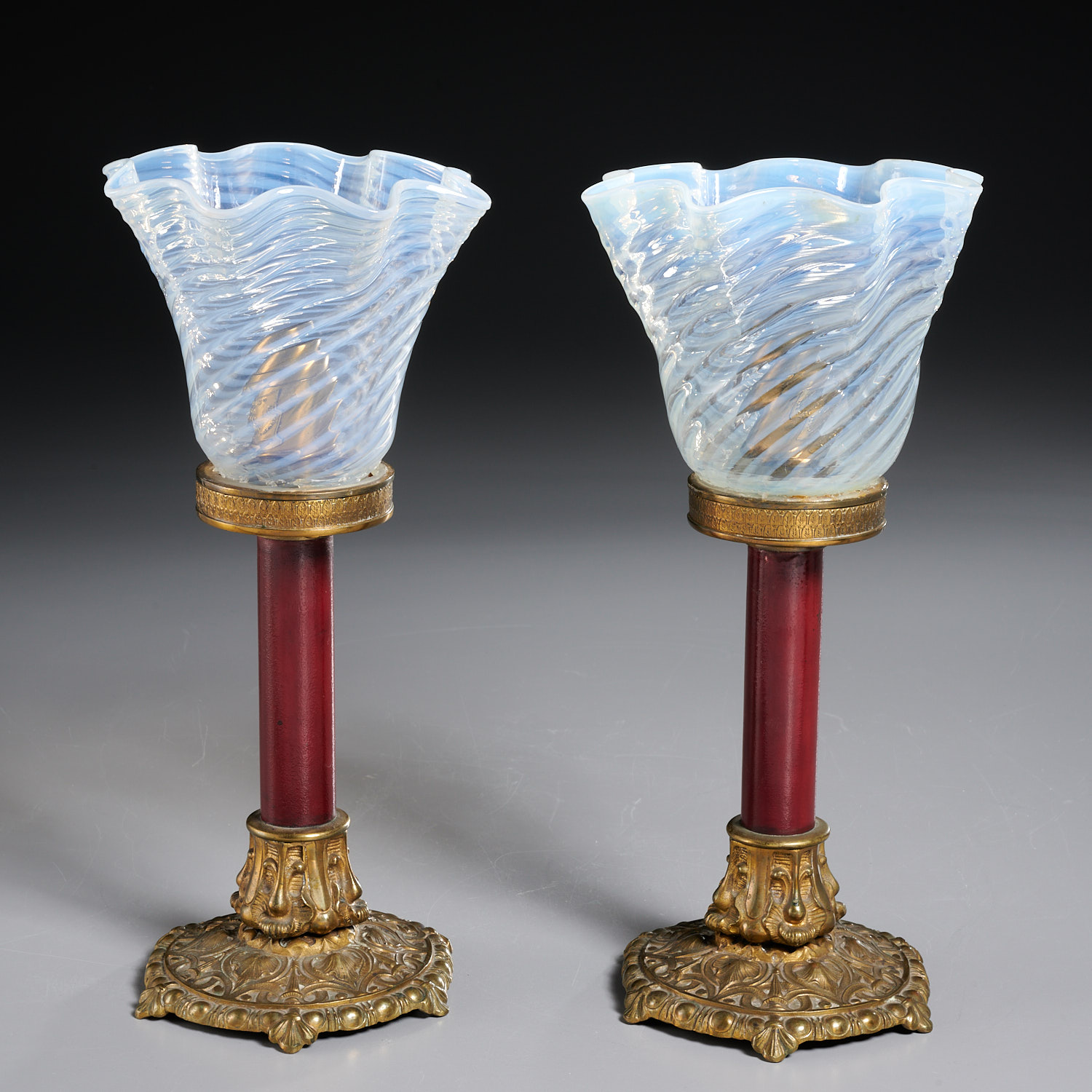 PAIR VICTORIAN GILT BRONZE ENAMEL 2ce244