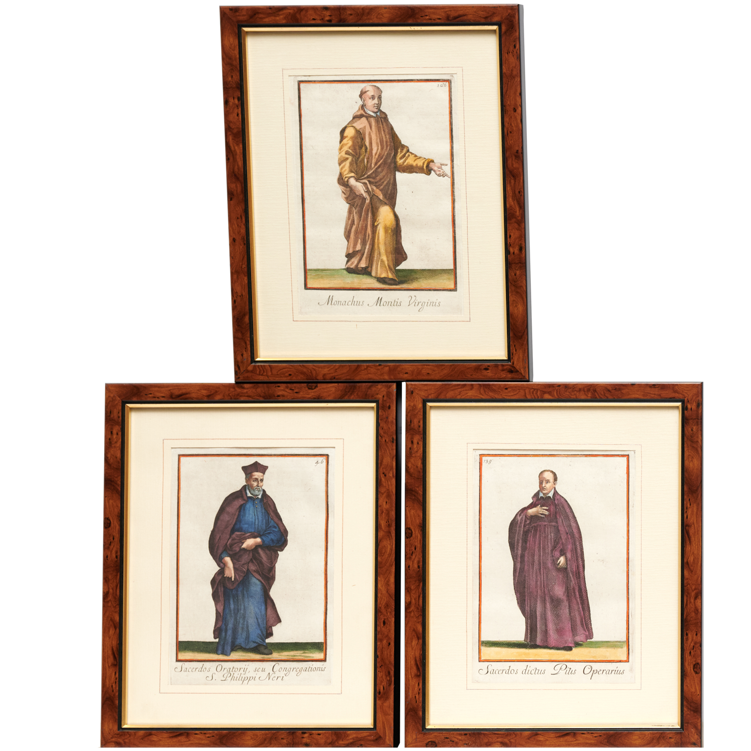 RELIGIOUS ORDER COSTUMES, (3) ENGRAVINGS,