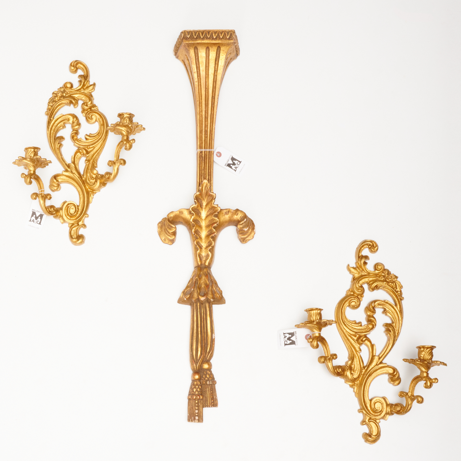 PAIR ROCOCO STYLE SCONCES AND GILTWOOD