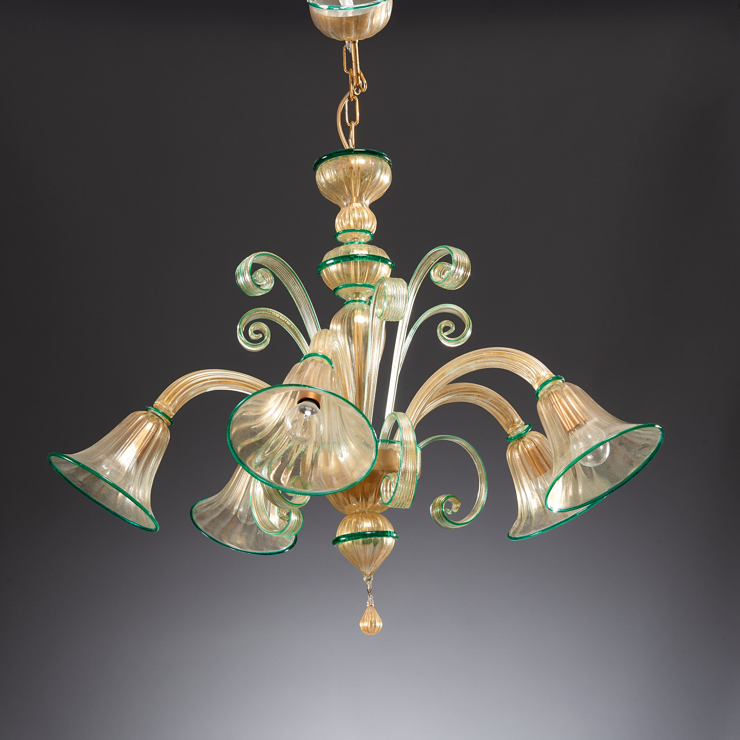 MODERN MURANO 5 ARM CHANDELIER 2ce2bc