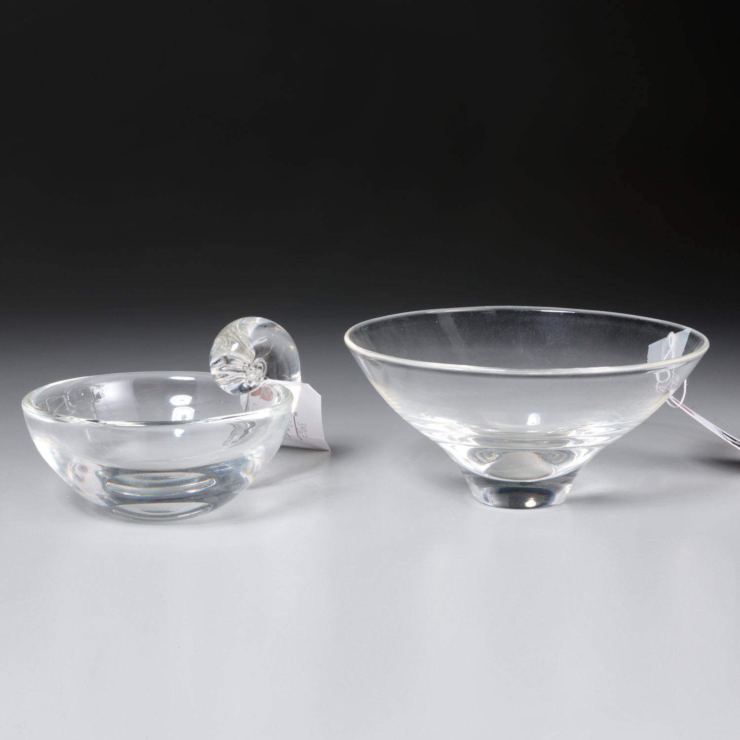 (2) STEUBEN COLORLESS GLASS BOWLS 20th