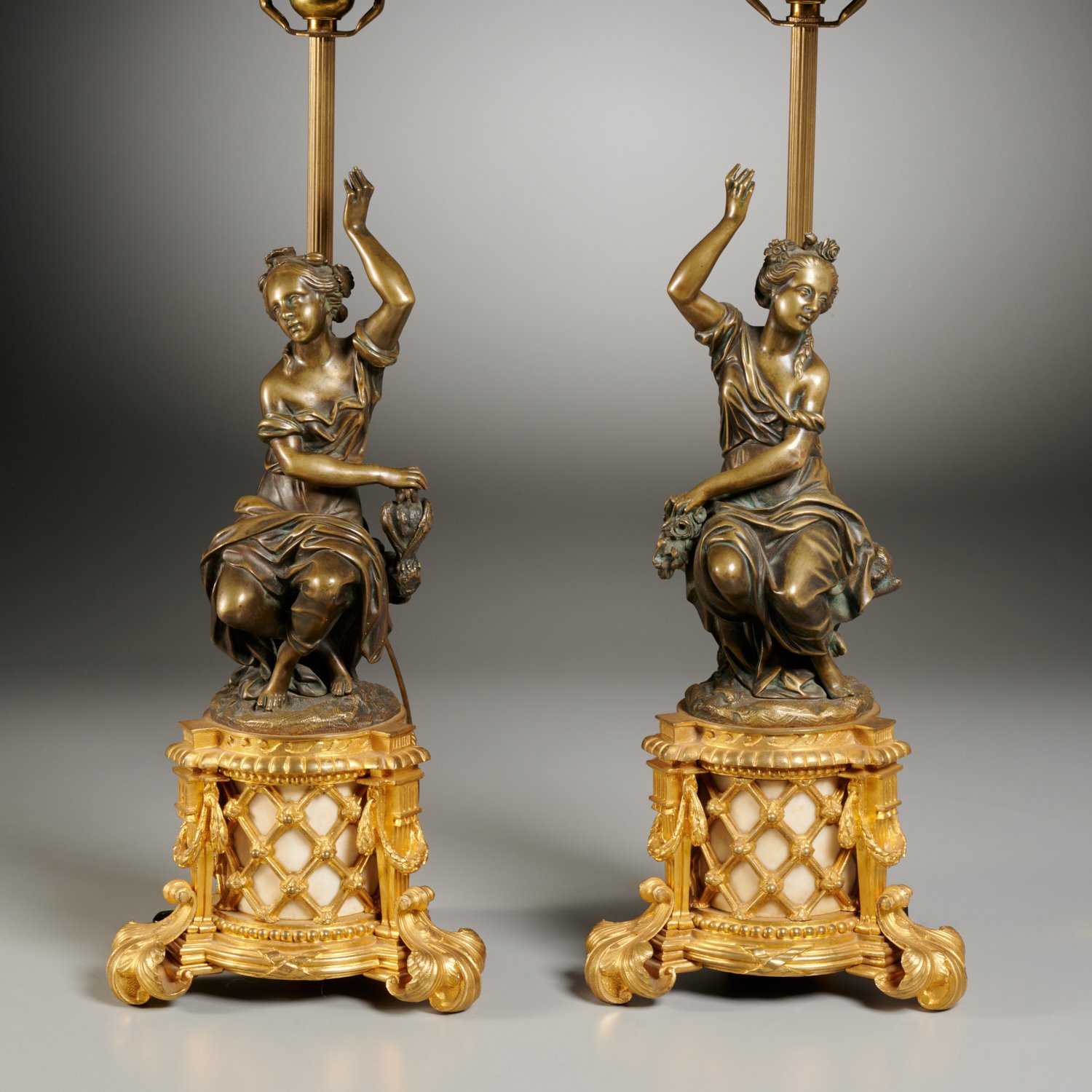 PAIR NEOCLASSICAL GILT AND PATINATED