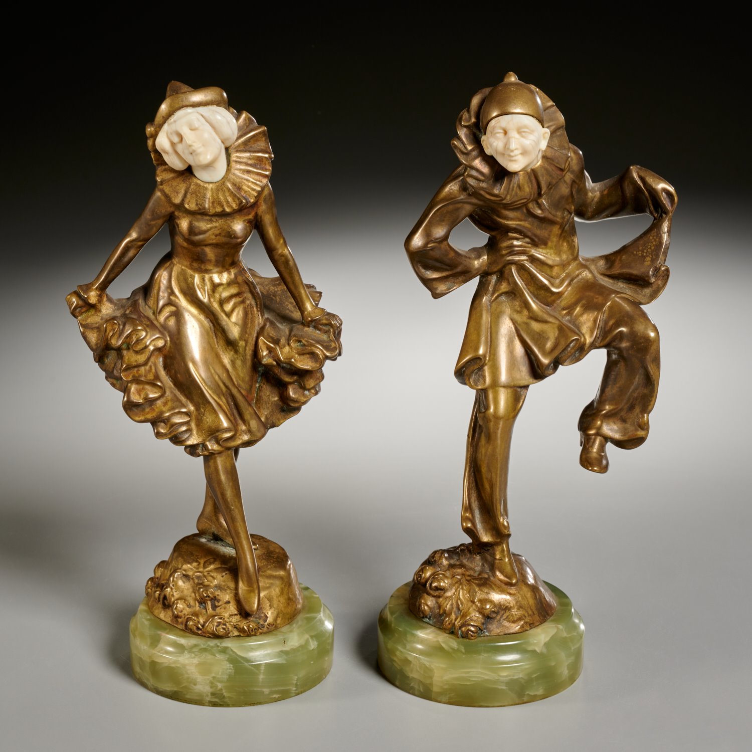 PAIR AUSTRIAN ART DECO GILT BRONZE 2ce410