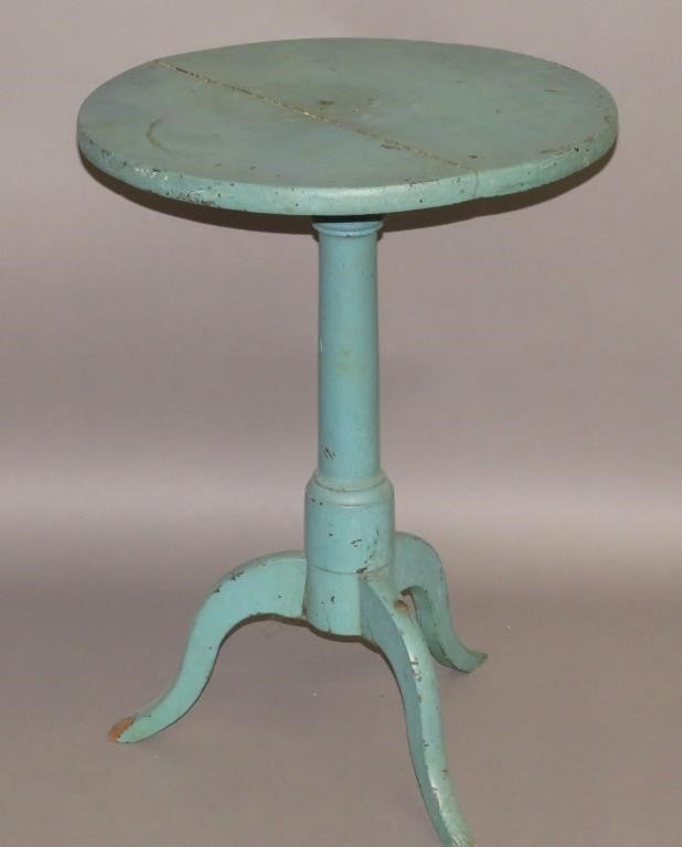 BLUE PAINTED CANDLESTANDca. 1800;