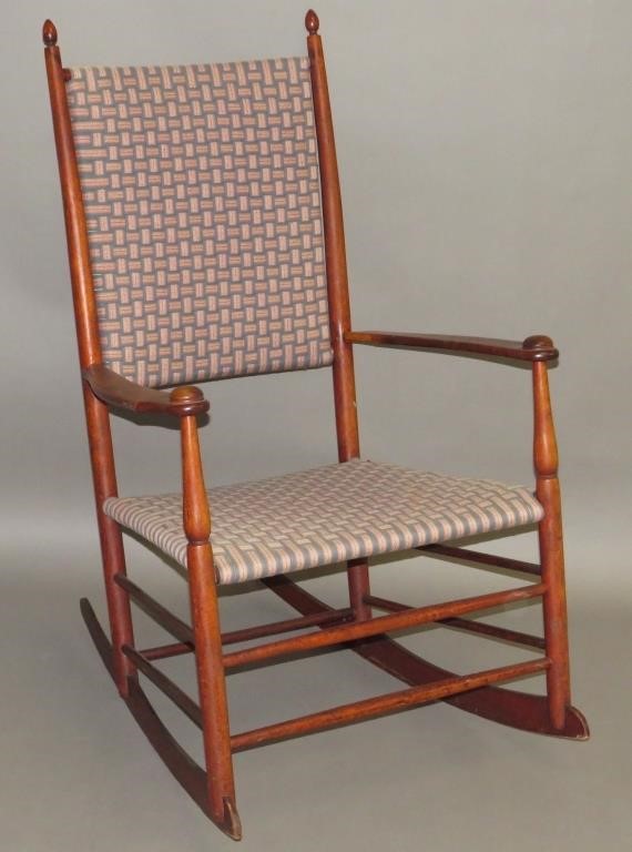 SHAKER ROCKER #7ca. 1880; acorn finials,