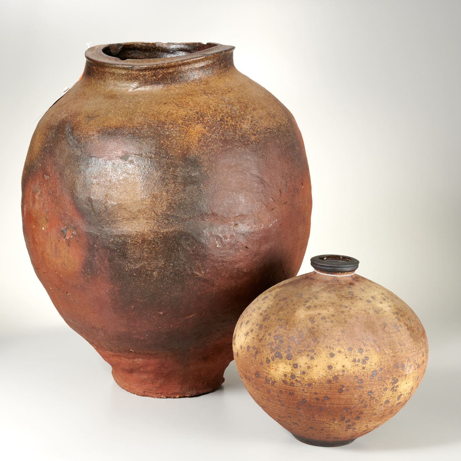 (2) CONTEMPORARY RAKU EARTHENWARE