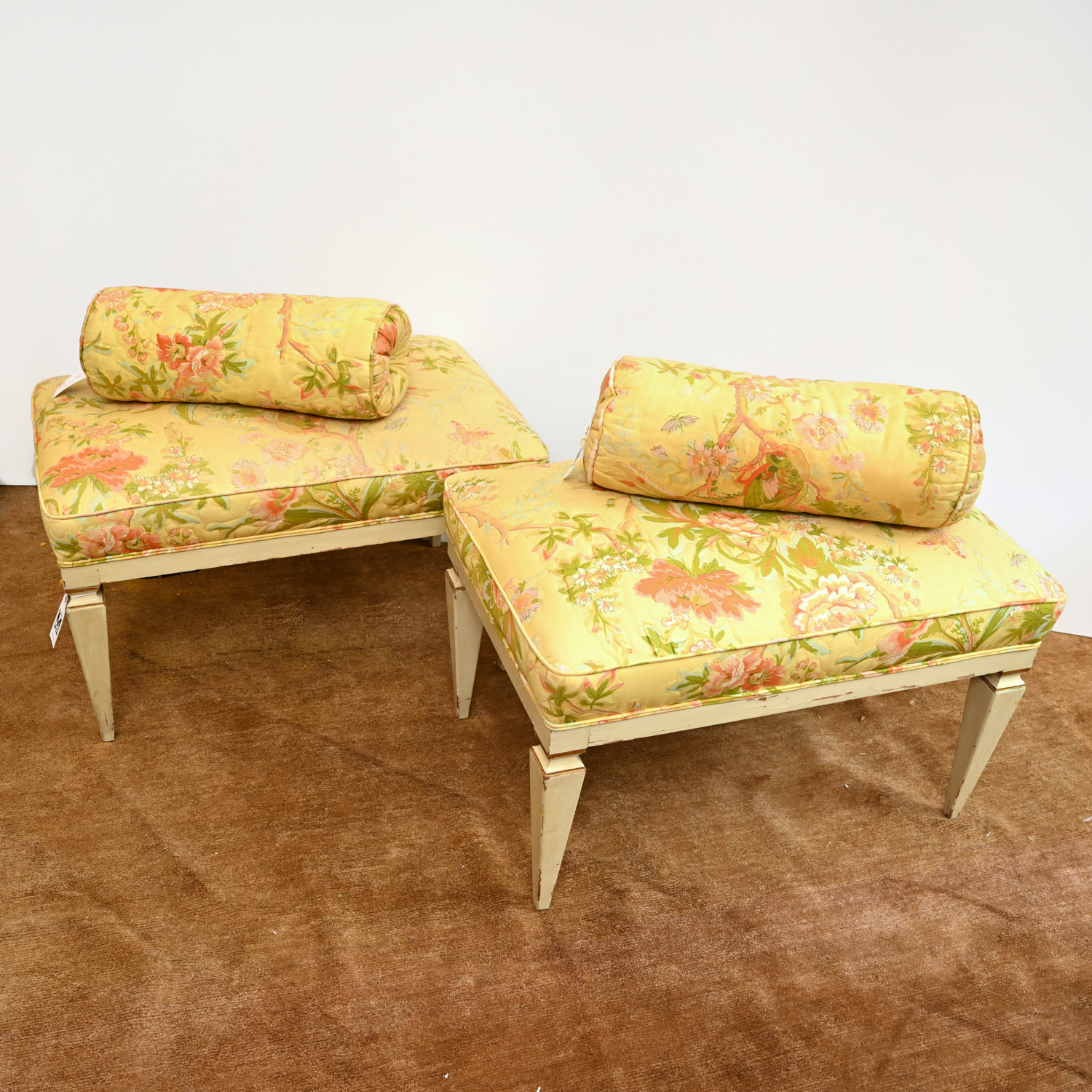 PAIR DIRECTOIRE STYLE UPHOLSTERED 2ce554