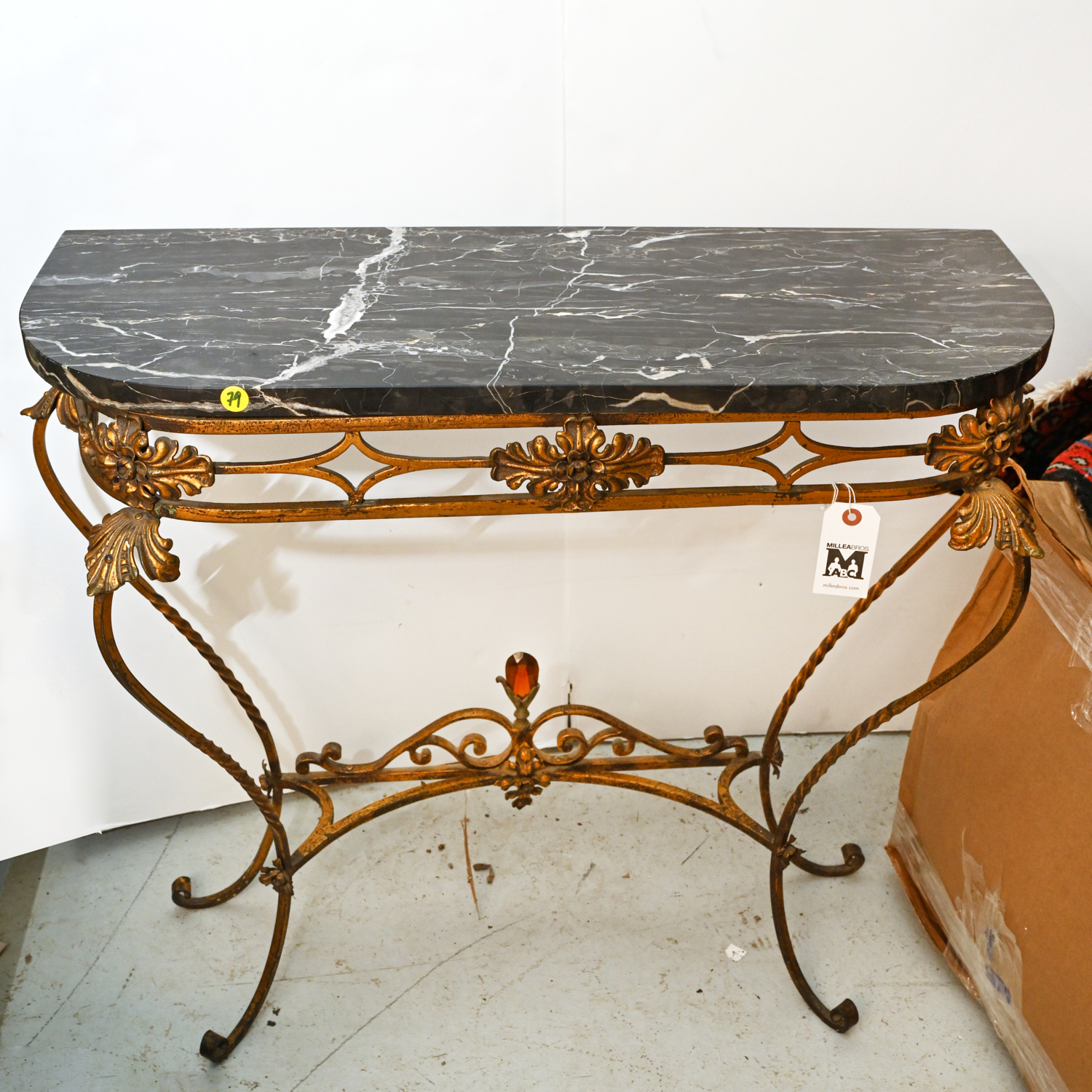 OSCAR BACH STYLE MARBLE TOP DEMILUNE 2ce5a6