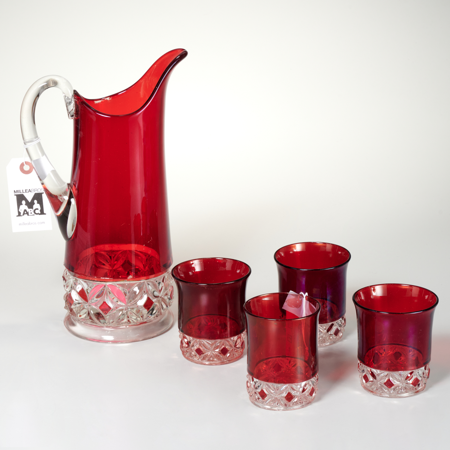 RUBY ROSETTE WATER PITCHER TUMBLERS 2ce61a