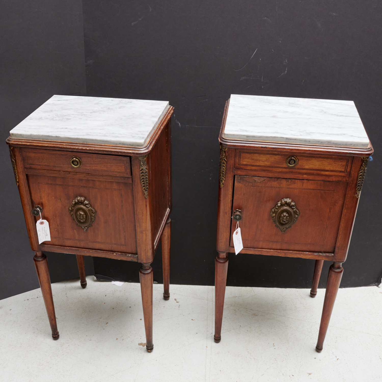 PAIR BELLE EPOQUE MARBLE TOP NIGHT 2ce627