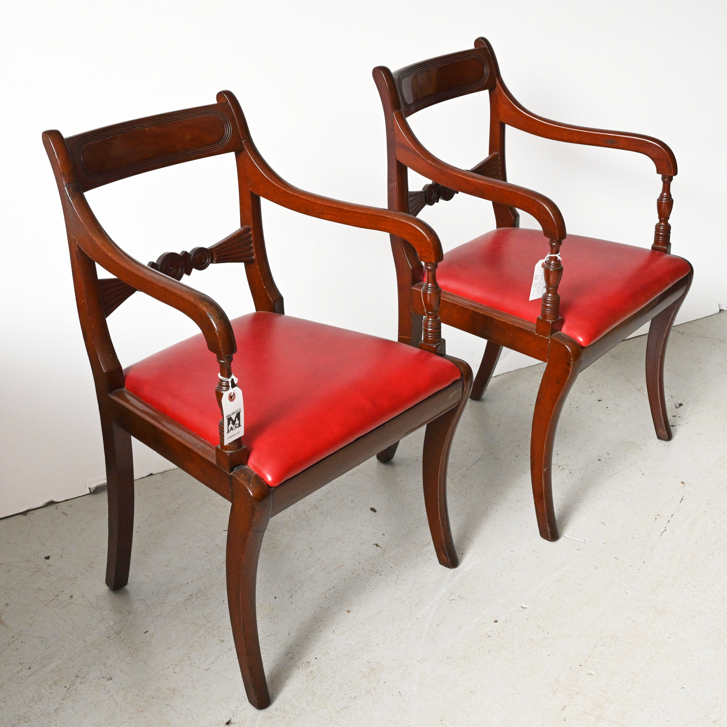 PAIR FEDERAL STYLE CARVED MAHOGANY