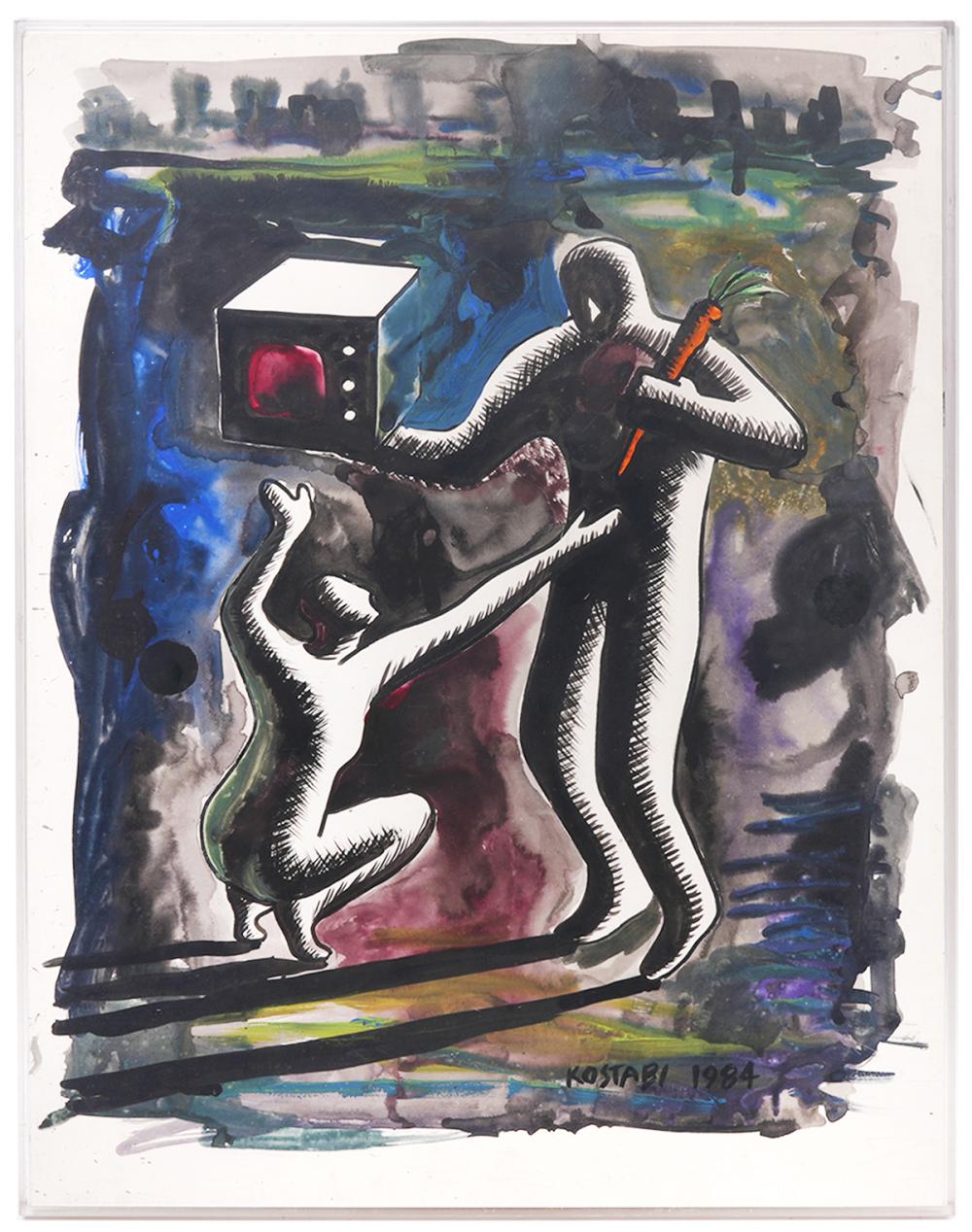 MARK KOSTABI UNTITLED WATERCOLOR 2ce74a