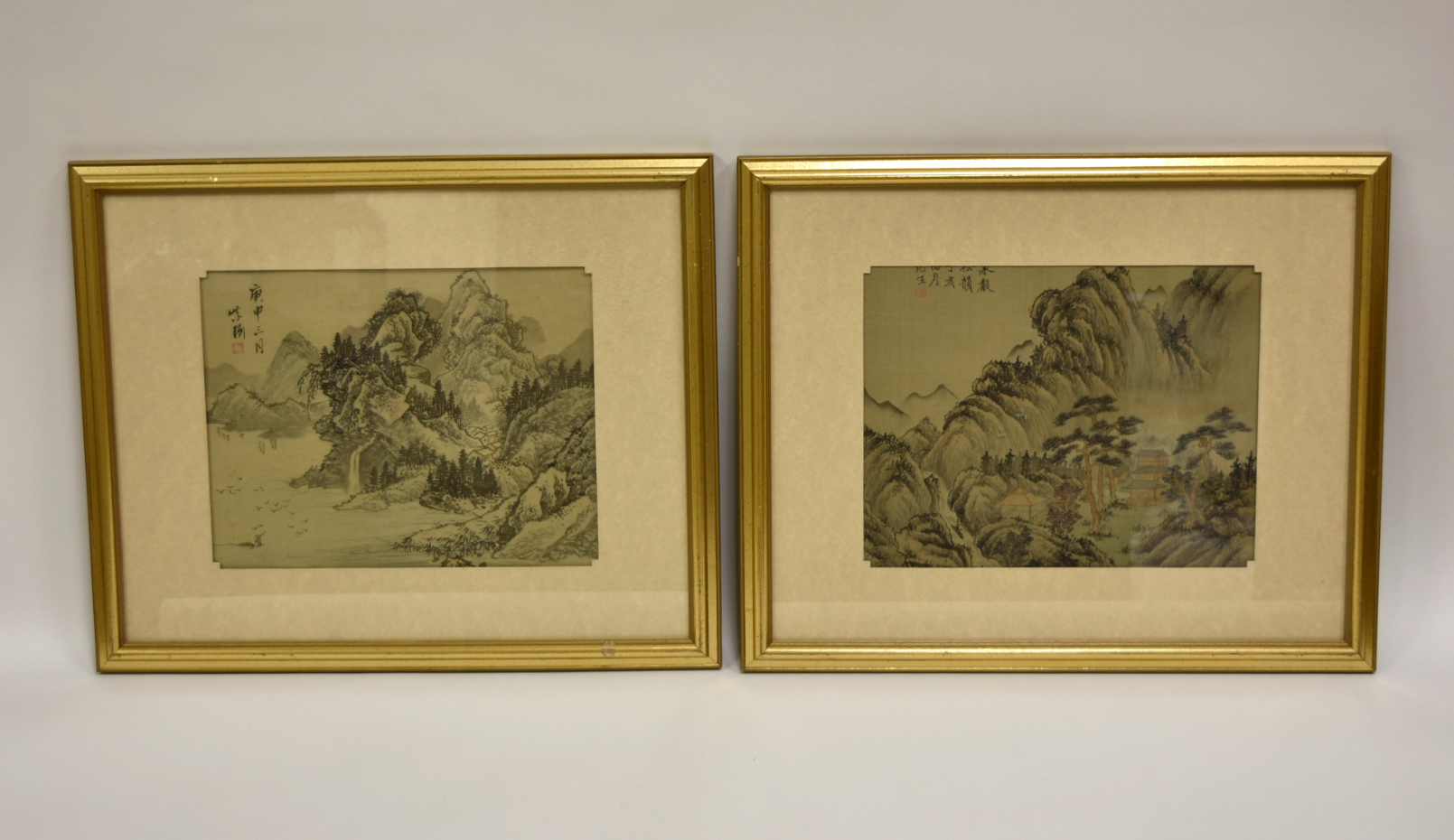 SET OF CHINESE COLOR PAINTING W MOUNTAINEOUS 2ce7a6