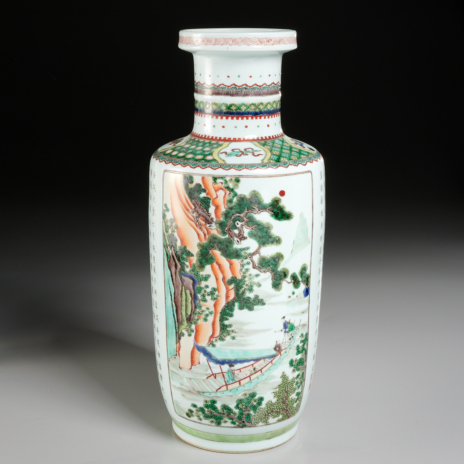 CHINESE FAMILLE VERT ROULEAU VASE 2ce7a7