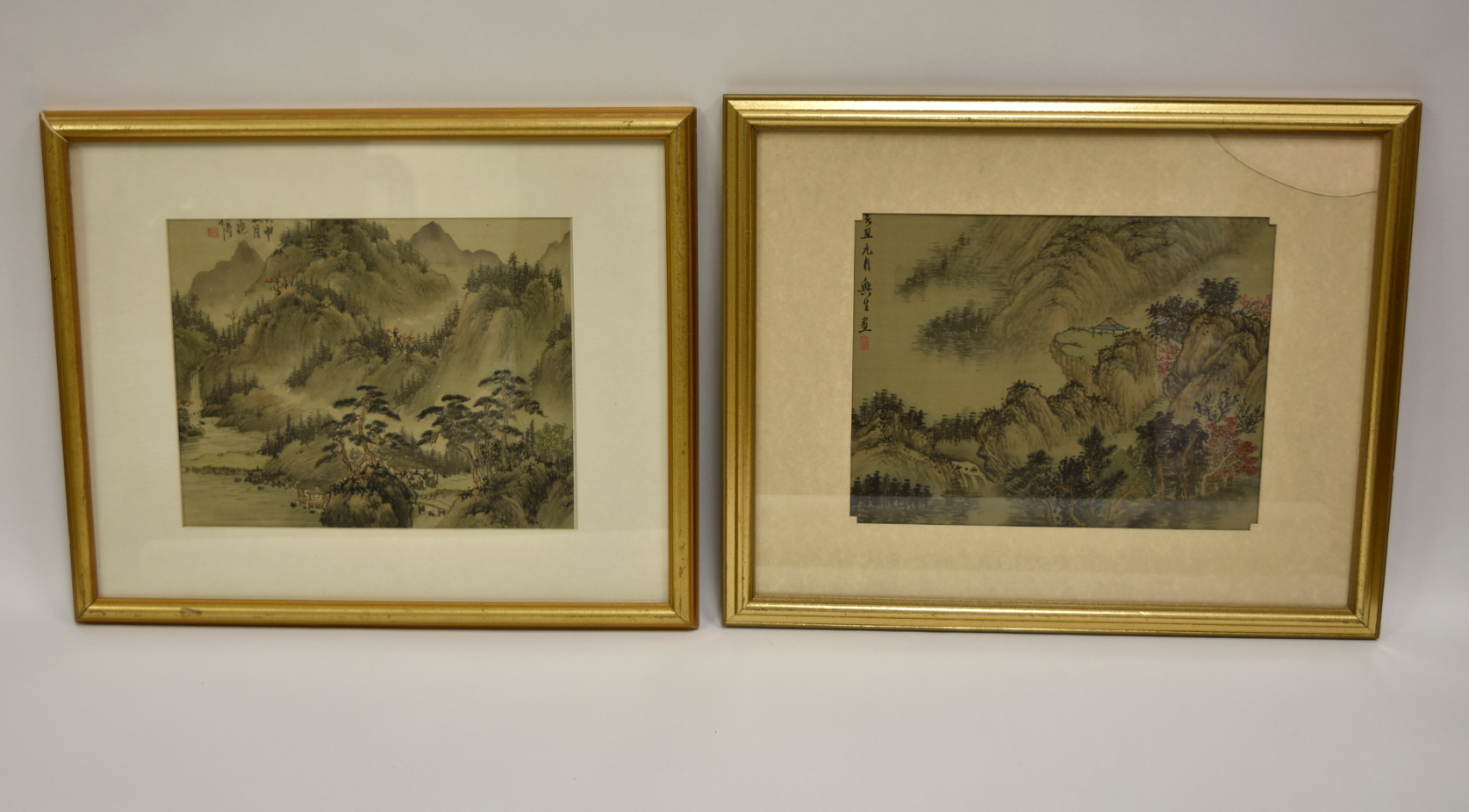 SET OF CHINESE COLOR PAINTING W MOUNTAINEOUS 2ce7a8