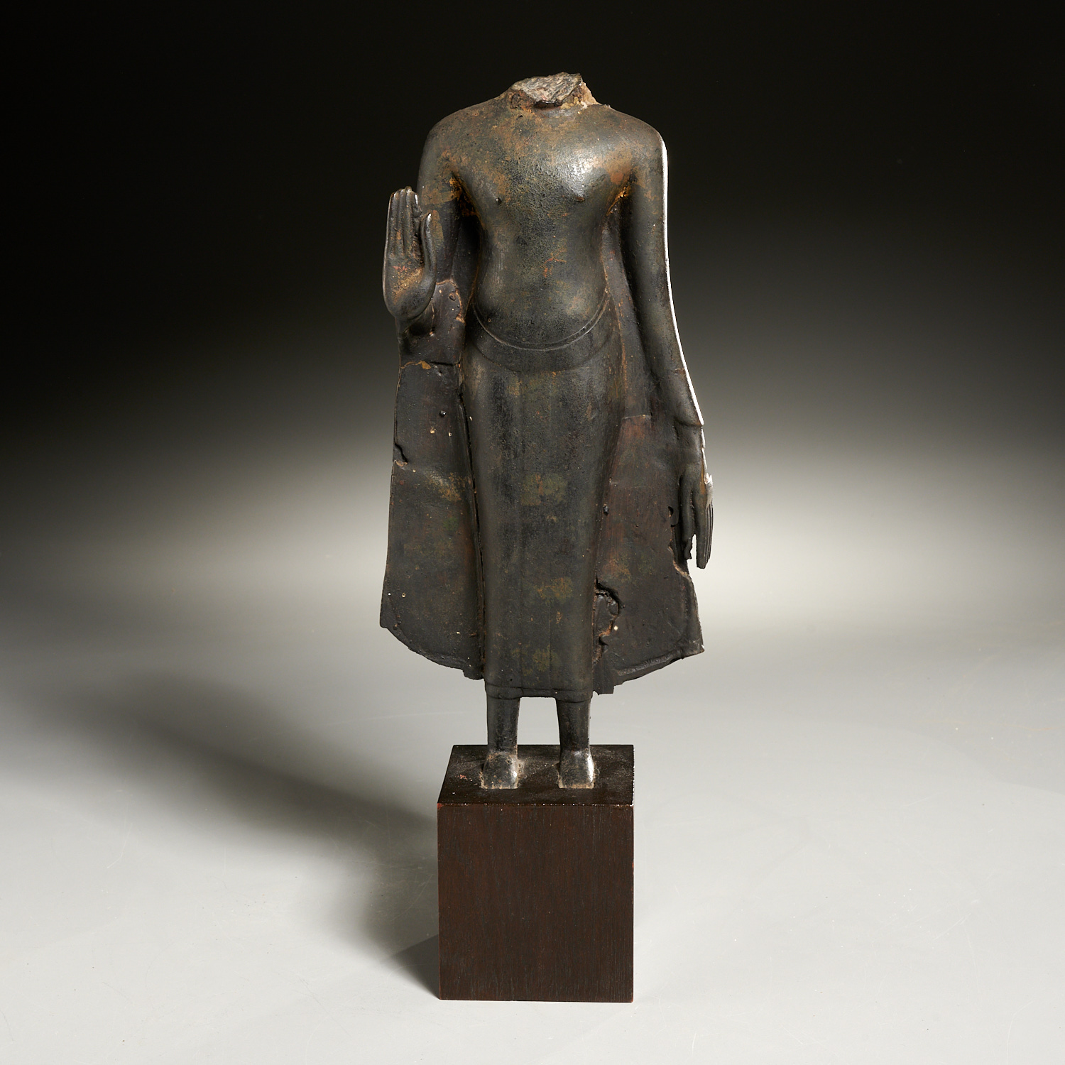 THAI LACQUERED BRONZE STANDING