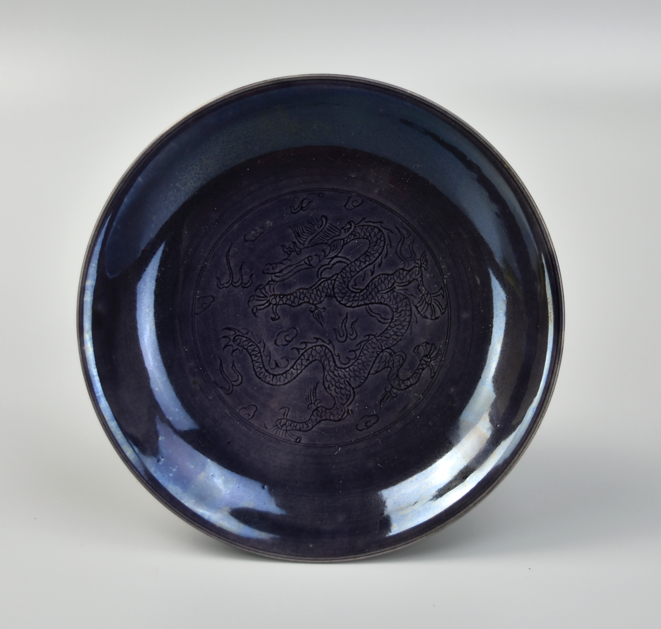 CHINESE PURPLE GLAZED PLATE W  2ce83d