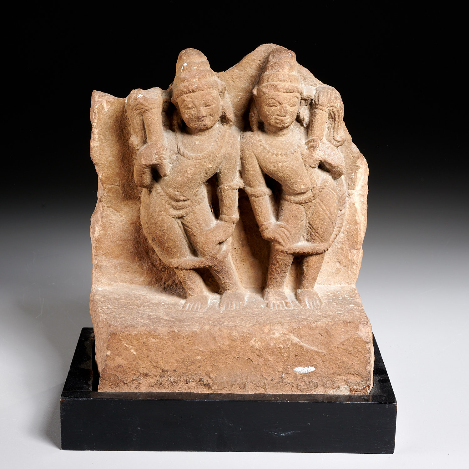 RAJASTAN STONE FIGURE OF TWO YAKSHI  2ce84e