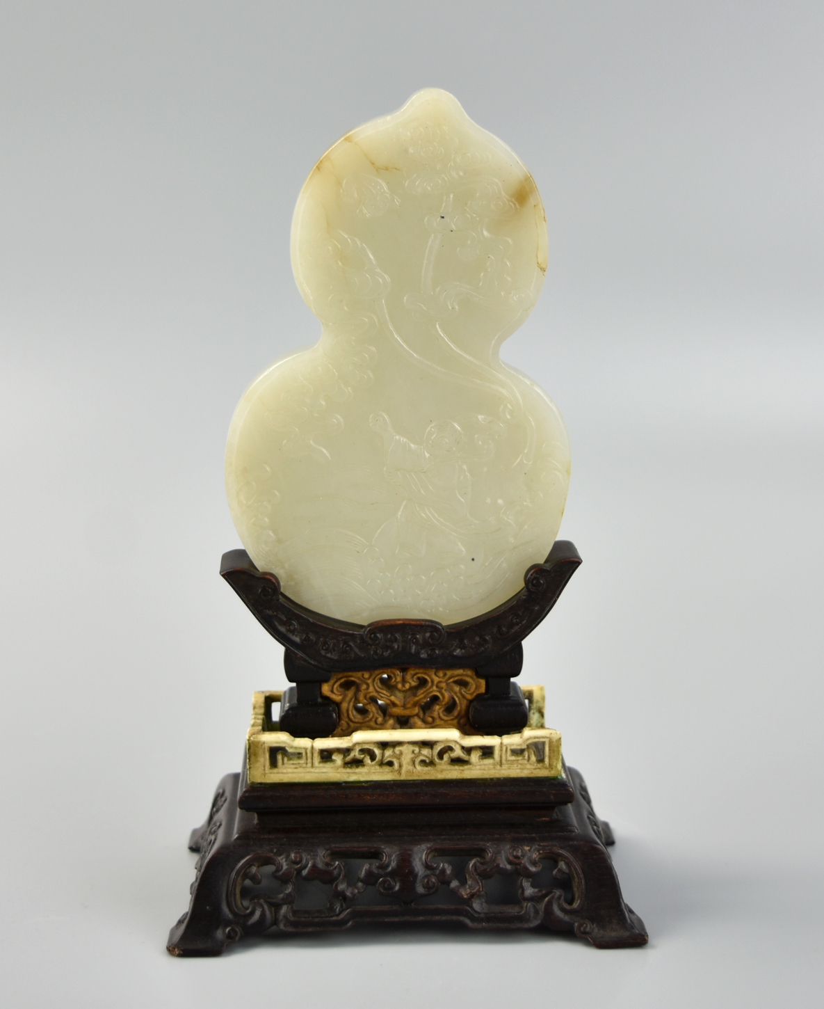 CHINESE HETIAN WHITE JADE GOURD 2ce868