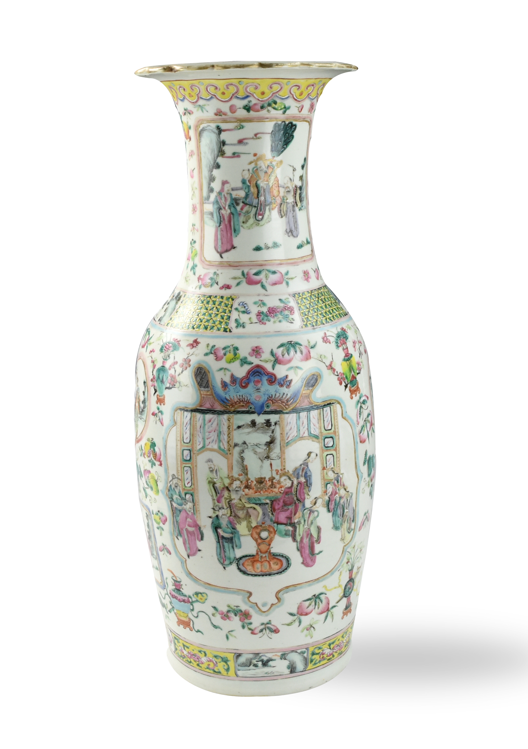 CHINESE FAMILLE ROSE VASE W/ COURT