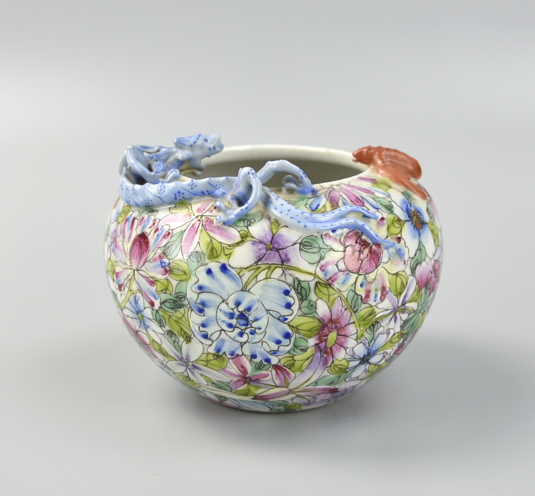 CHINESE FAMILLE ROSE FLORAL WATERPOT,