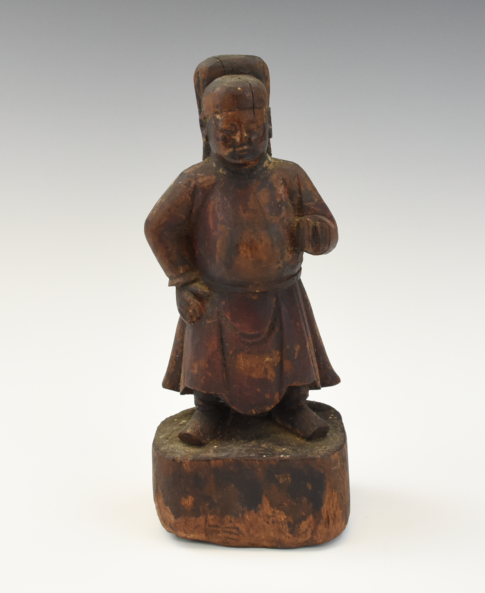 CHINESE ANTIQUE CARVED WOOD FIGURE 17 18TH 2ce8c9